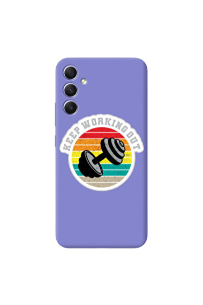 Other Samsung A34 Keep working out Purple Colored Silicone TPU Θήκη