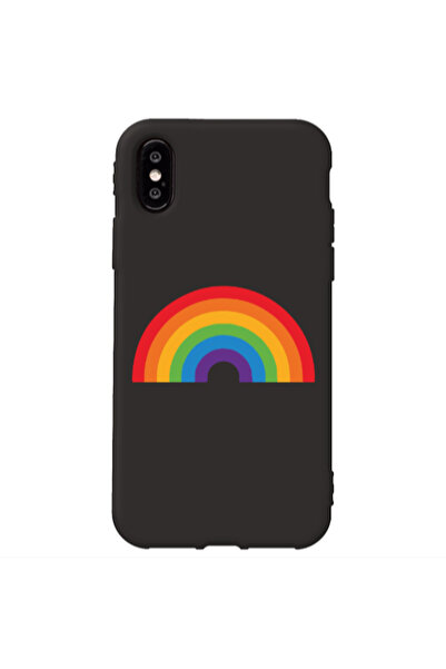 Other Apple iPhone Xs Max Rainbow Mini Black Colored Silicone TPU Θήκη