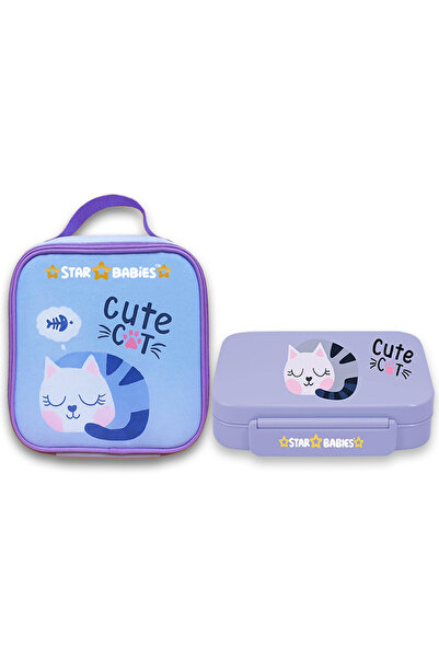 STAR BABiES - Cute Cat Bento Lunch Box with 4 Compartments, BPA Free, Leak-Pr...