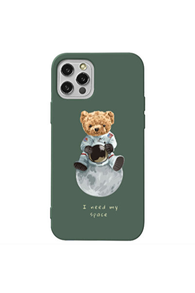 Other Apple iPhone 12 Pro Bear in space Dark Green Colored Silicone TPU Θήκη