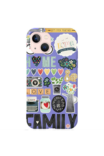 Other Apple iPhone 13 Family love home Purple Colored Silicone TPU Θήκη