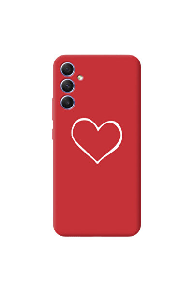 Other Samsung A34 White heart Red Colored Silicone TPU Θήκη