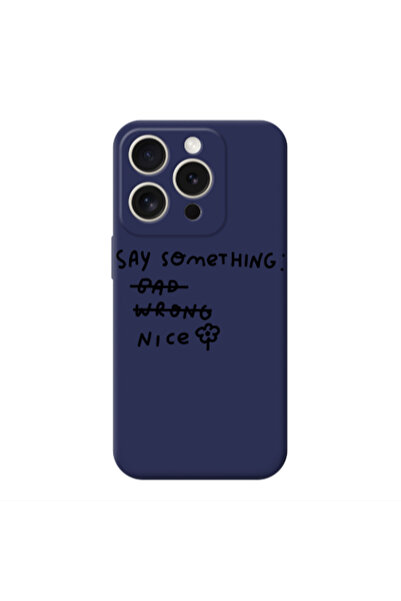 Other Apple iPhone 15 Pro Max Say Something Dark blue Colored Silicone TPU Θήκη