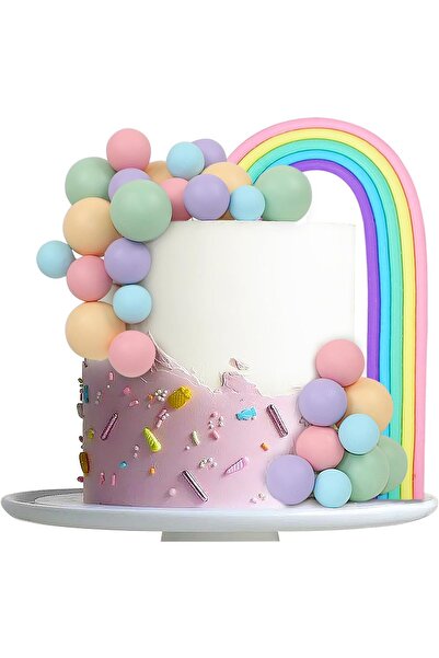 OEM Set de 24 decoratiuni pentru tort curcubeu, bile colorate, 4x10,3x10,2cm,...