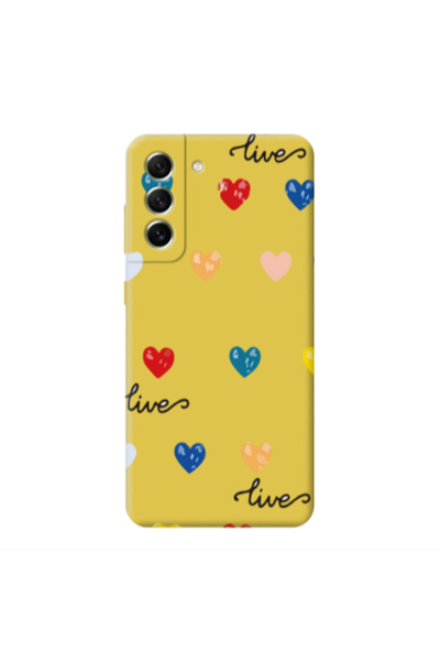 Other Samsung S21 Heart Lives Yellow Colored Silicone TPU Θήκη