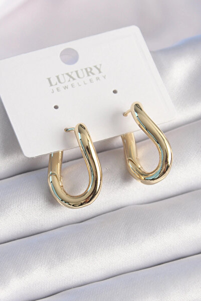 ARMÜZ Brass Gold Color Hoop Model Women's Earrings