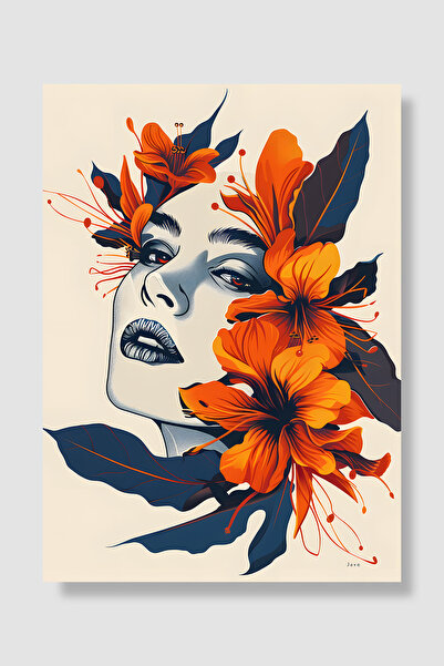 Luna Marissa Poster cu femeie cu flori, față de femeie cu crin portocaliu, de...