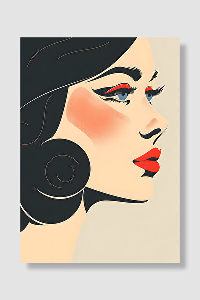Luna Marissa Poster retro pentru femei, minimalist, cu profil de femeie cu pă...