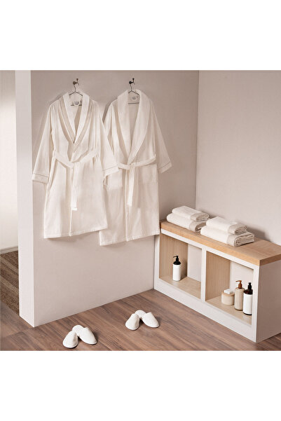 Ecocotton Luna Family Bathrobe Set 100% Organic Cotton Linen Fabric with Inse...