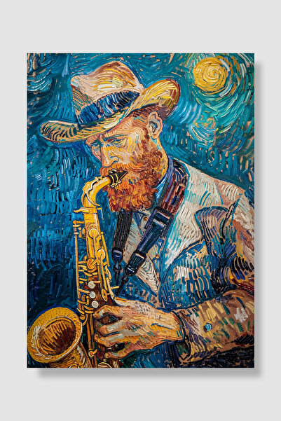 Luna Marissa Van Gogh poster Saksofonista sa slamnatim šeširom Plavi tonovi U...