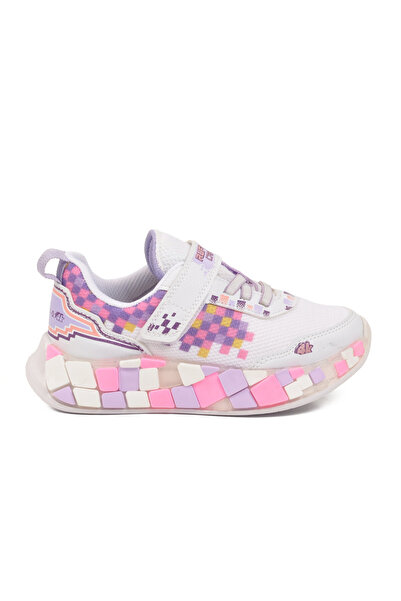 AYK'S Pantofi sport pentru fete cu velcro alb-violet-liliac 1030 P
