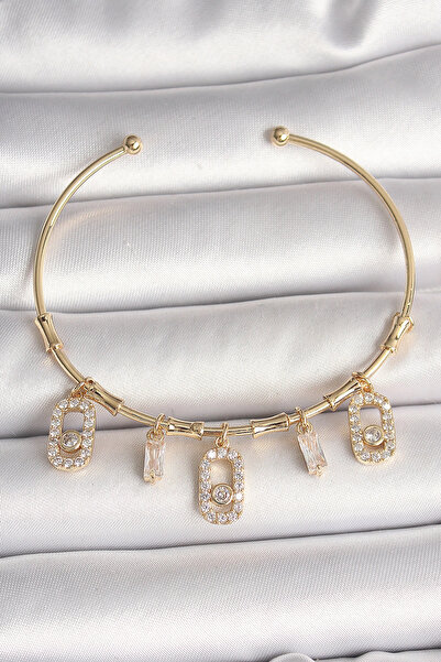 ARMÜZ Brass Gold Color Hanging Zircon Stone Messika Figure Charm Women's Brac...