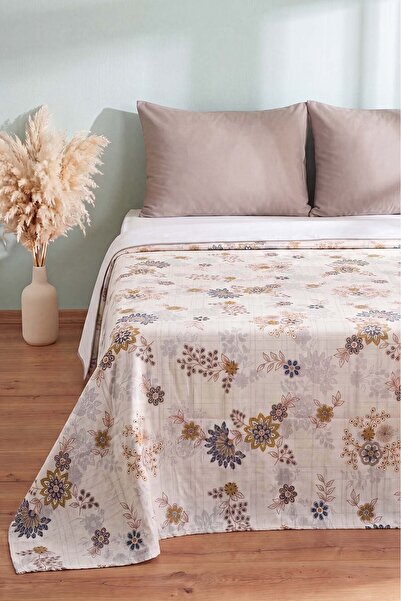 Rivaİstanbul Natural Floral Patterned Double Printed Pique & Bedspread 200X23...