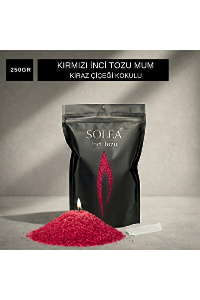 Solea Studio İnci Tozu Mum 250 Gram Kırmızı - Kiraz Çiçeği Kokulu (20 Adet Fi...
