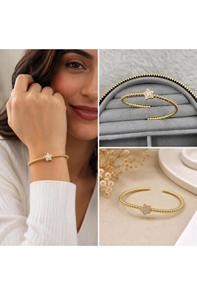FM 💎   Premium Shiny and Stylish Gold Color Star Stone Detailed Women's Hand...