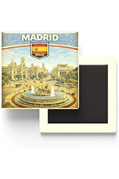 Yıldızan Avenika Store Spain Madrid City Themed Vintage Fridge Magnet – 9X9 c...