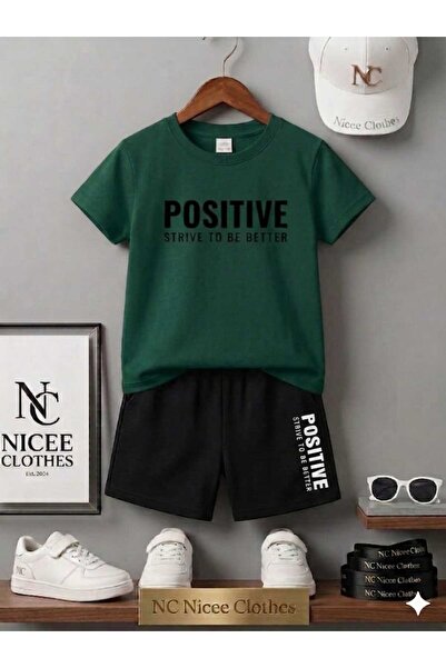 NC Nicee Clothes LETNJA DEČJA MAJICA I KRATKE HLAČE UNISEKS (CRNO SA POZITIVN...