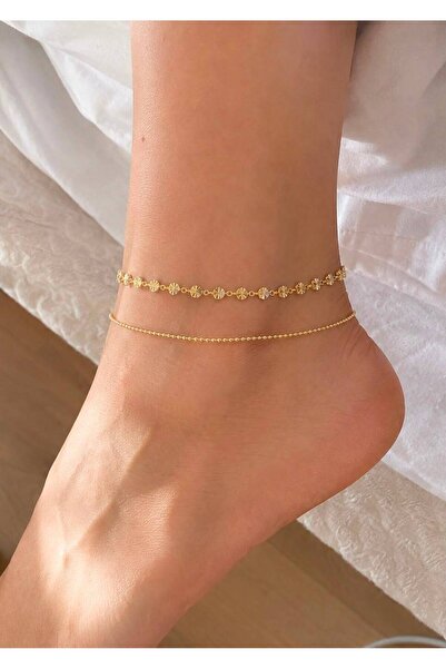 Glowy&Co. Beaded Gold Color Tarnish-Resistant Steel Anklet