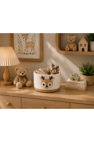 Berçak Home Decorative Children's Room Basket with Deer Pattern |   Toy & Mul...