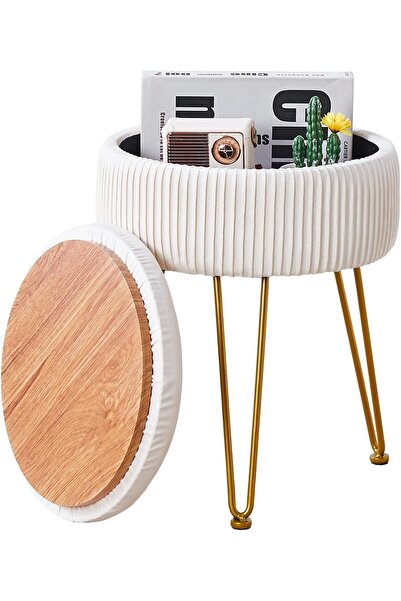 Arabest Vanity Stool,Velvet Makeup Chair with Storage,Soft Ottoman,Anti-Slip ...