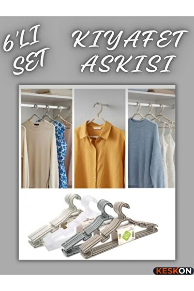 Keskon 6-Piece Plastic Clothes and Garment Hanger – Multi-Purpose Clothes Han...