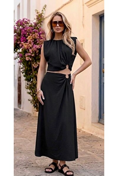 OnlyForYou Compleu Damă din 100% Vascoză – Set Elegant de Vară cu Top și Fust...