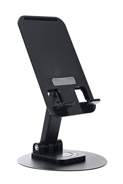 Lawazim Desktop Phone Stand, Foldable Iron Tablet Holder with 360 Rotating Base