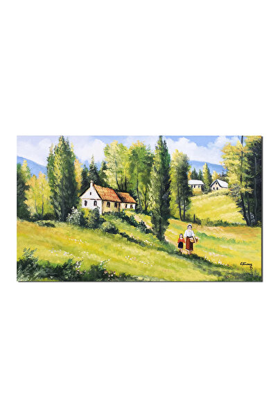 artnova Ръчно рисувана картина, На миоритски земи, детски спомени, 100x60см м...