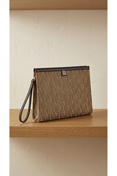 Tasarım Kadın Monogram Desenli Clutch El Çantası Şık ve Günlük Kullanım Portf...