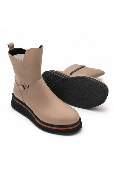 a ayak&kabım official Genuine Leather Mink Women's Boots Warm Lined Lightweight Eva Sole Non-Slip Rubber Attached Zipper Winter Boots 364724025