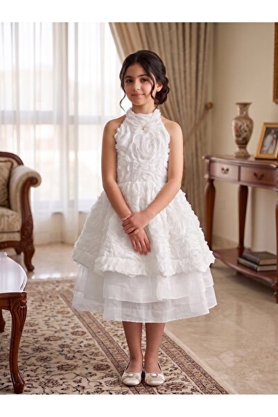 Generic Luxury Girl's Dress for Party Occasions with Three-Layered Design and...