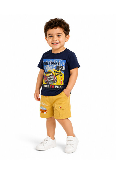 Generic Boy's 2 Piece Set T-Shirt and Shorts Car Print