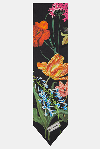 Vakko SİYAH ÇİÇEKLİ DESENLİ TWILL FULAR