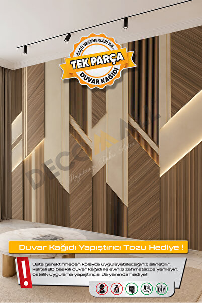 DECOMALL (TV-66) TV Arkası Duvar Kağıdı Tek Parça 3D Çita Mermer Görünümlü Sa...