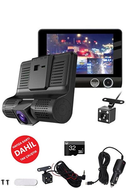 PREPARE 3 Kameralı Araç İç Ön ve Arka Yol Video Kaydedici Sürüş Güvenliği Kam...