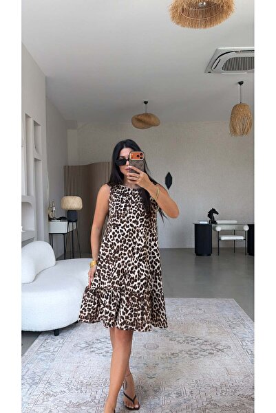 Buket Teke New Leopard Skirt Ruffled Wrap Dress