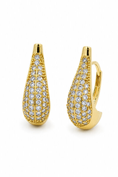 Jack Ferrero Yellow Color Stone Detailed Drop Model Women's Bijouterie Earrings