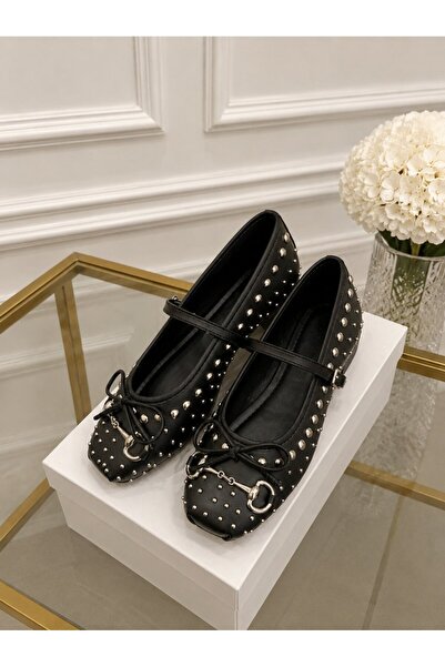 Gezegen 3959 Studded Ballerina Flats Black