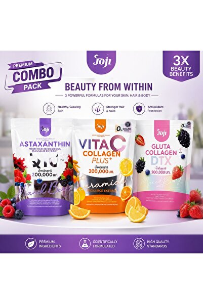 Joji oji Premium Beauty Combo Pack – Astaxanthin Q10+, Vita C Collagen Plus+,...