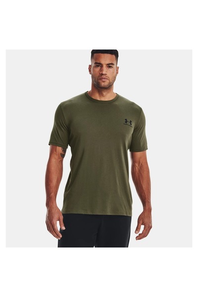 Under Armour تي شيرت رياضي للرجال من Sportstyle Left Chest باللون الكاكي برقب...