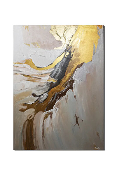 artnova Tablou abstract cu auriu pictat manual, Filon, 70x50cm ulei pe panza ...
