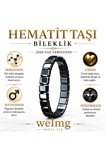 welmg Hematite Stone Bracelet - Natural Stone Bracelet