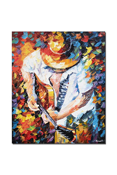 artnova Ръчно рисувана картина, Китарист, стилизирана, 60x50см маслена картин...