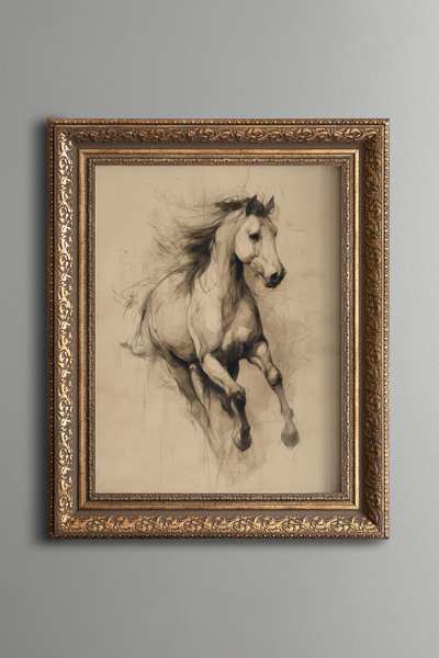 epiqart رسم حصان جارجج بسرعة - لوحة بنمط عتيق - نموذج سميك
