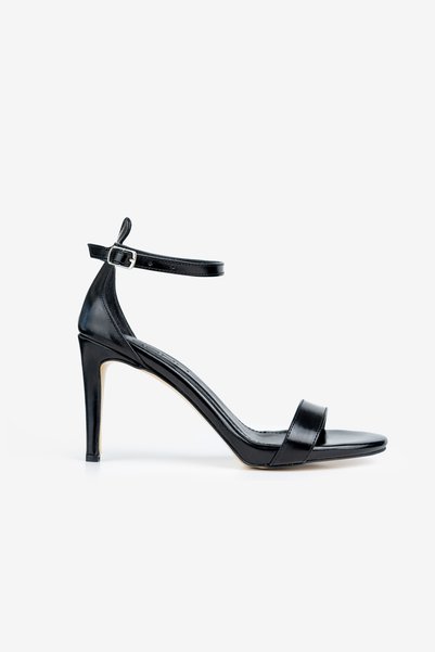 BONO Women's Black Thin Strap Evening Dress Heeled Shoes 9 cm Evening Sandals