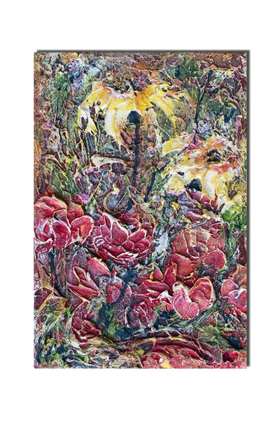 artnova Ръчно рисувана картина с цветя в техниката импасто, 35x25 см, акрил в...