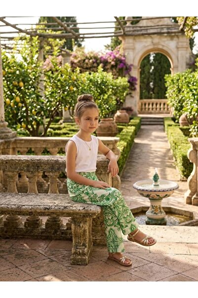 DEMOİSELLE Patterned Girl's Trousers with Elastic Waist