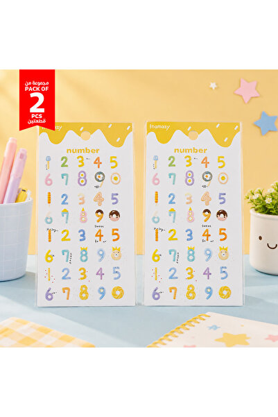 Midi Set of 2 Color Number Stickers for Children