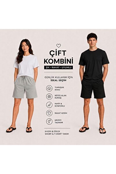 JULİA MODA مجموعة من قطعتين (تي شيرت وشورت) مريحة للاستخدام اليومي للأزواج، ش...