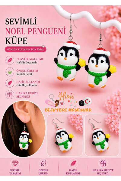 himi bijuteri aksesuar Cheerful Cute Mini Penguin Animal Figured Dangle Earri...